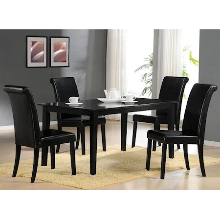 Five Piece Contemporary Dining Set with Upholstered Side Chairs